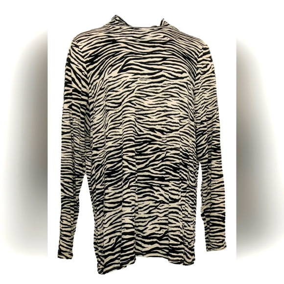 New Laurie Felt Zebra Bamboo Blend Mock Neck Long Sleeve Top 1X 18W 20W - Picture 3 of 11